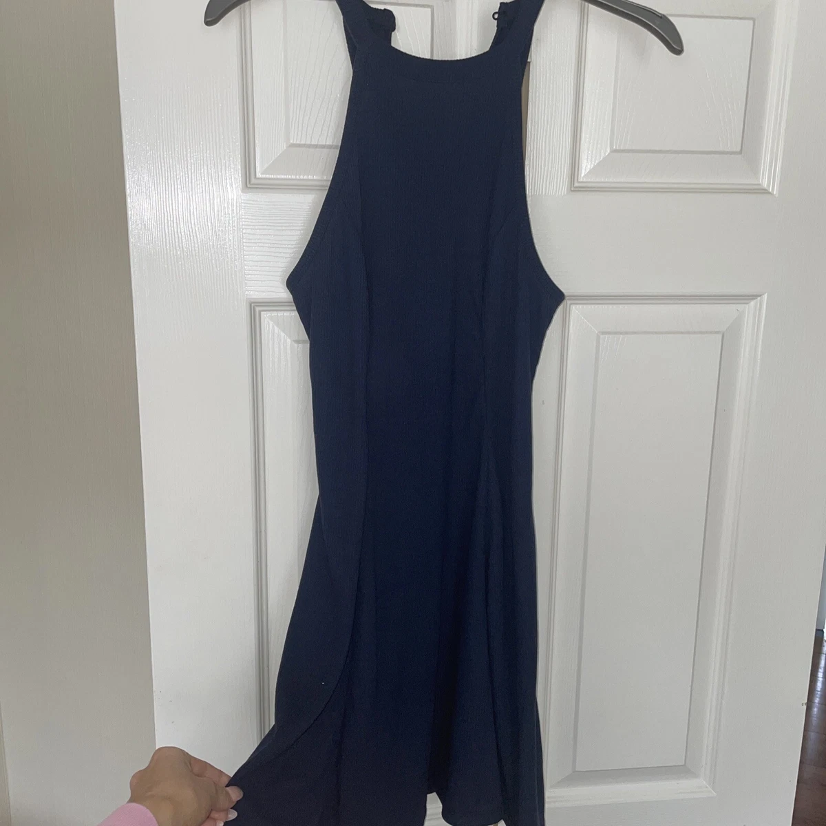 hollister A line sleeveless navy dress mini size Small Ribbed