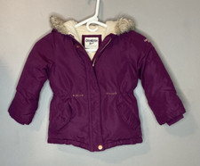 OshKosh B'Gosh Girls Purple Faux Fur Trim Hood Fleece Lined Zip Up Winter Coat 4