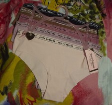 5 NEW JUICY COUTURE JC1626 5PKF MF LOGO WAIST NO PANTY LINES BIKINI PANTIES M