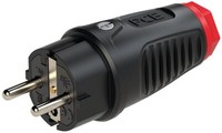Pce Schutzkontaktstecker Vollgummi (Schwarz/Rot)