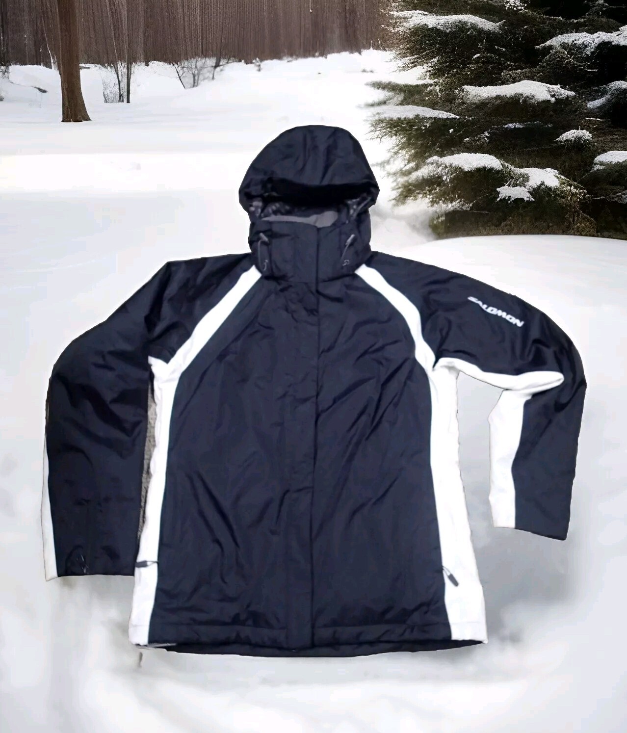 SALOMON 8K CLIMA PRO GIACCA SCI CON CAPPUCCIO donna taglia XL nero bianco