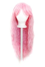 Peluca rosa clavel 30" corte prensado con flequillo largo recto cosplay NUEVO