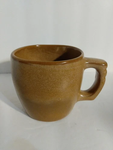 Vintage FRANKOMA 3" tall 3" diameter Mug Cup Prairie Brown PRIMITIVE STYLE!