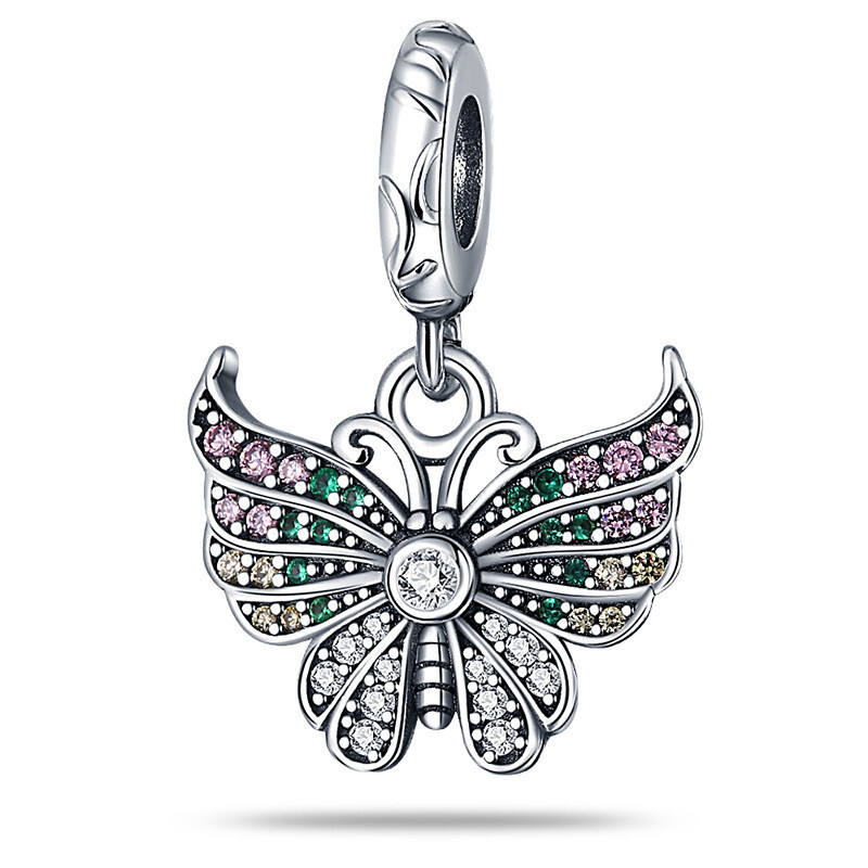 Sterling Silver 925 Crystal Pave Butterfly Charm for Mum Sister Gift