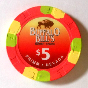 $5.00 CASINO CHIP "BUFFALO BILL'S CASINO" PRIMM, NEVADA