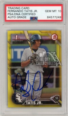 Fernando Tatis Jr 2016 Topps 1st Bowman Yellow Autograph #BP17 PSA 