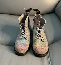 Doc Martens Pascal J Iridescent Rainbow Shimmer Sparkle Boots Size 8 Girls/24EU