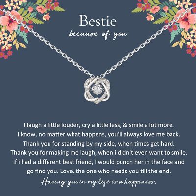 Gift for Friends Female, Sterling Silver Interlocking 2 Hearts Necklace for B...
