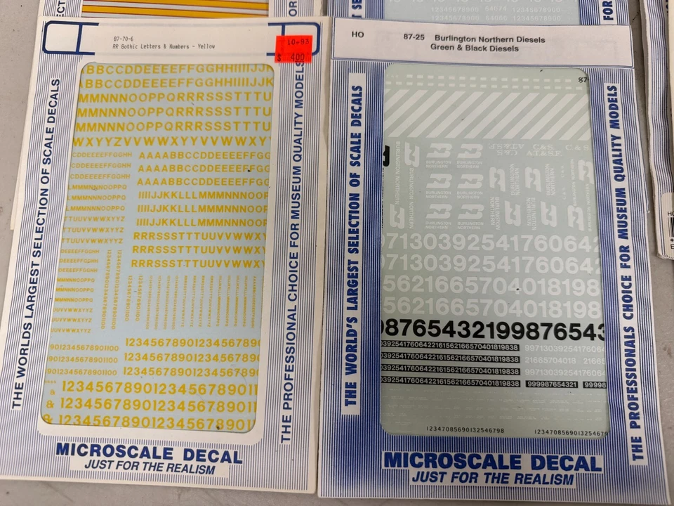 Lote de 12 hojas de calcomanías de tobogán acuático a microescala MC-8725 HO GATX ex UP SD40-2 Foto 2 de 4