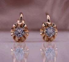 1 Ct Round Cut Natural Moissanite Flower Dangle Earrings 14K Rose Gold Plated