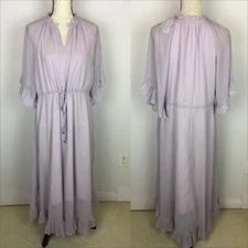 NWT Anrabess Maxi Dress Womens Sz L Light Purple Drawstrings Bell Sleeve Ruffle