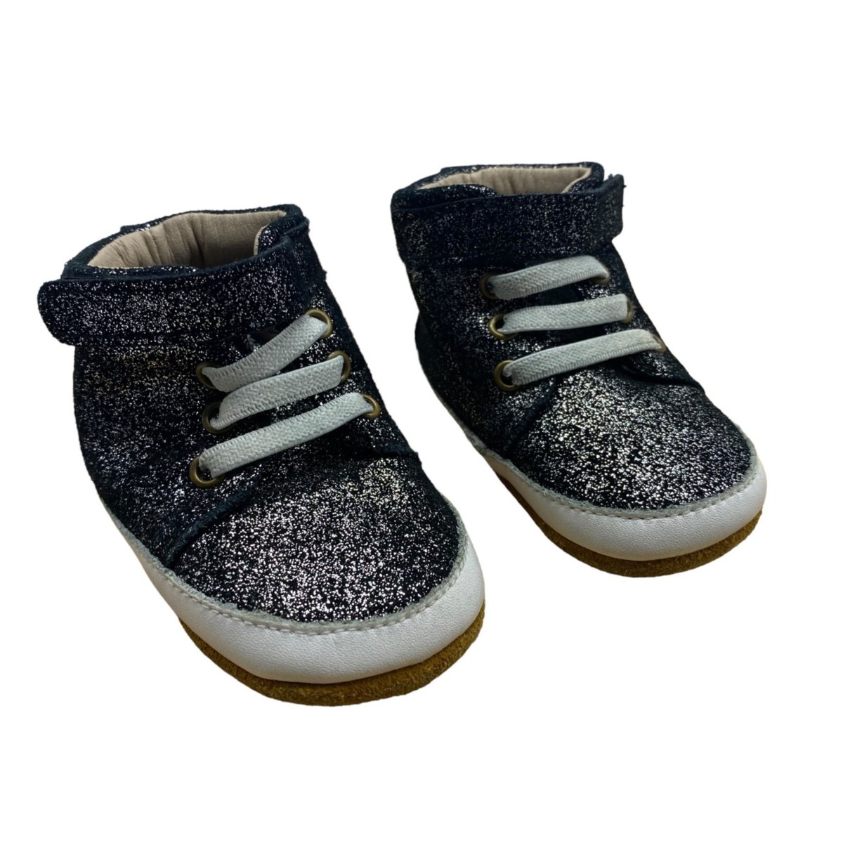Monkey Feet Infant Toddler Girl Leather Glitter High Rise Boots Shoes 6-12  Mos