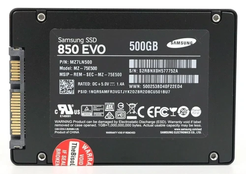 Samsung 850 EVO 2,5" 500 GB Solid State Drive SSD Sata III MZ-75E500 MZ7LN500