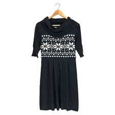 Gianni Bini Sweater Dress Women’s Medium Gray Fold Collar Half Sleeve