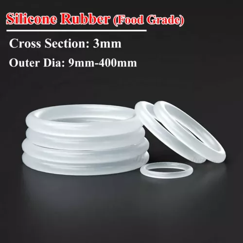 Food Grade White Silicone Rubber O Rings CS 3mm & OD 9-400mm Seals O-Ring Washer