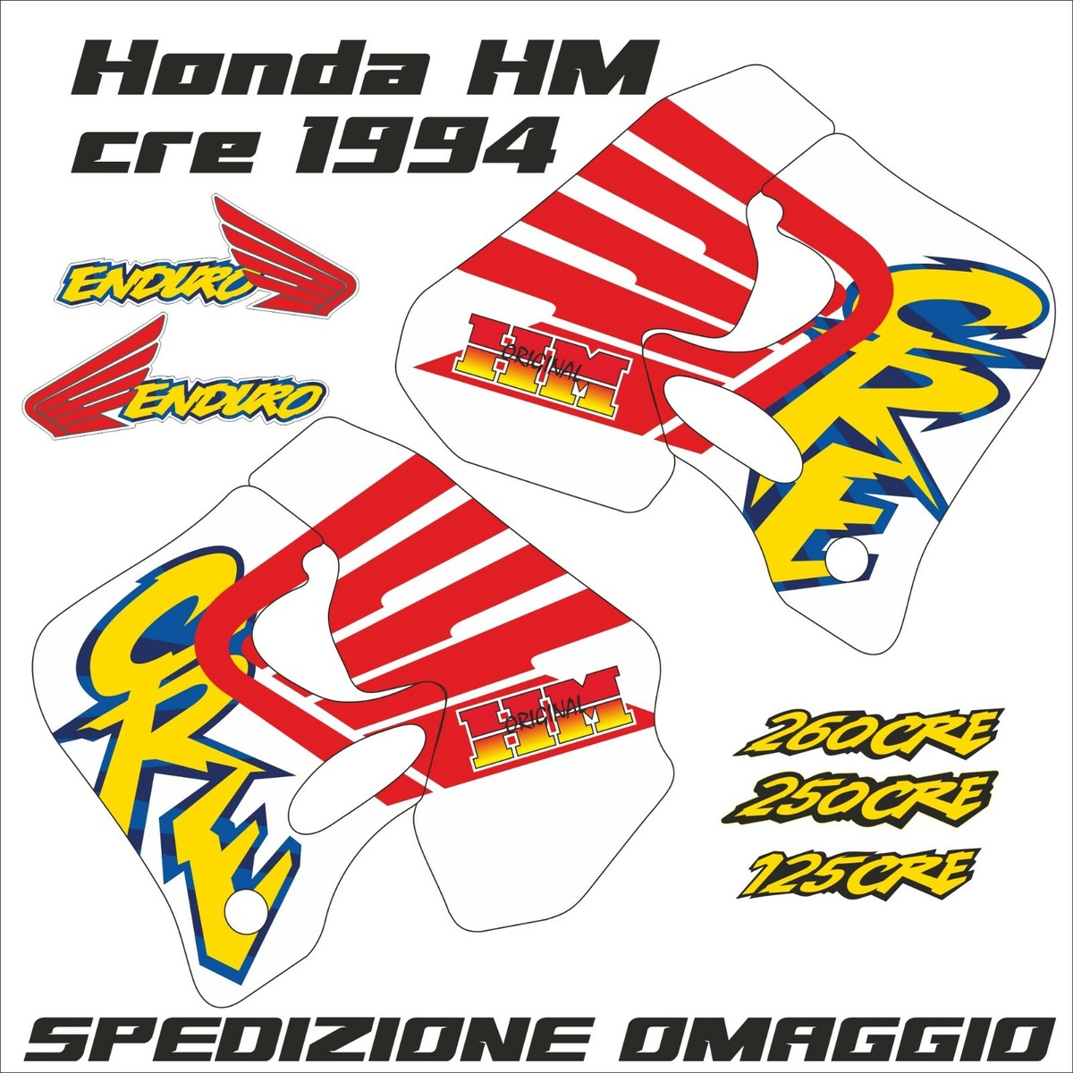 Honda CRE 125-250-260 1994 Kit Adesivi in kristal