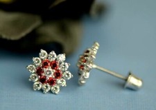 14k White Gold Flower Stud Earrings with screw back