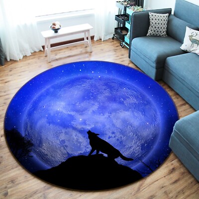 3D Planet Tier Wolf M13623 Spiel Teppich Mat Runden Elegant Foto Teppich Romy