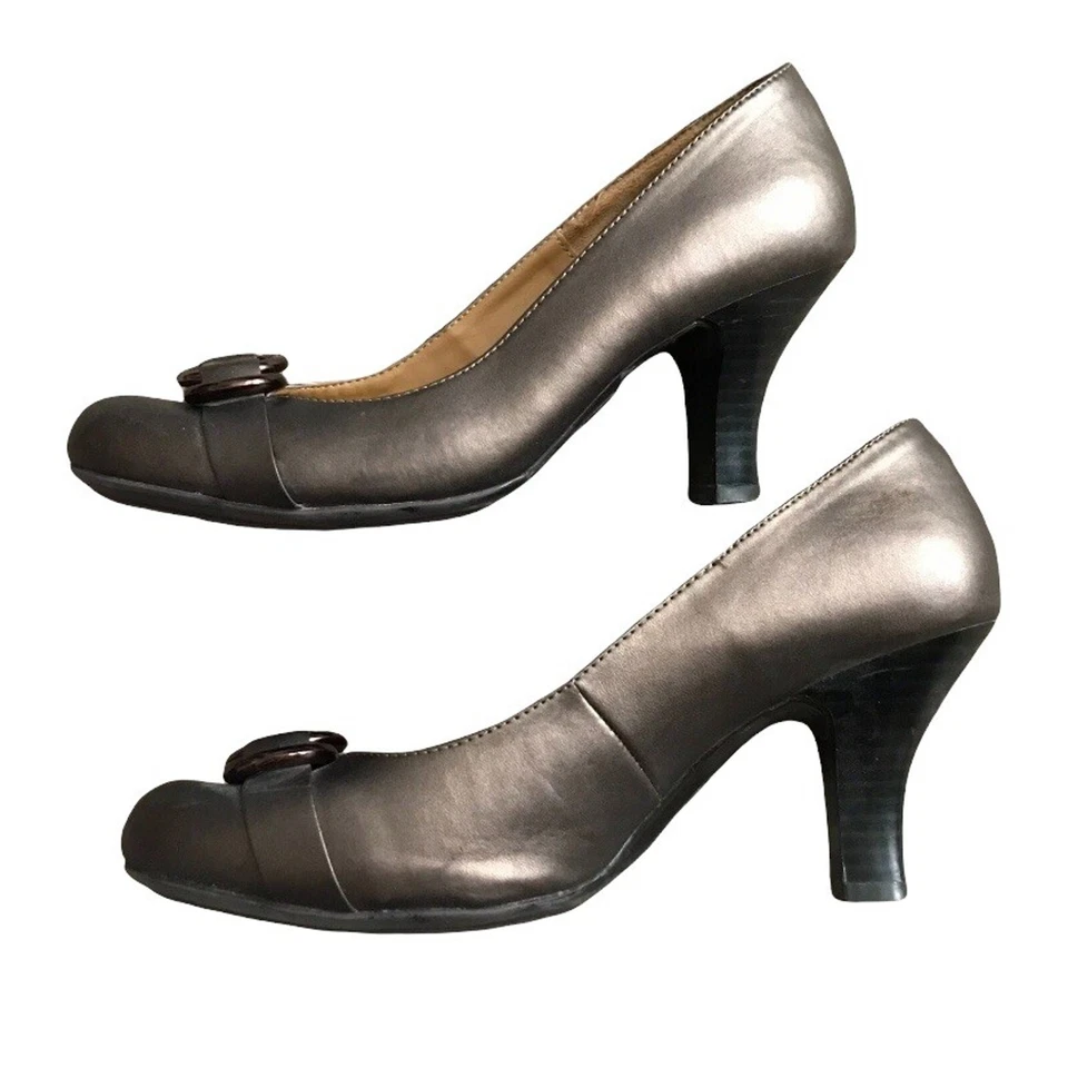 Zapatos de salón Croft & Barrow para mujer talla 8,5 medianos sin cordones de bronce de tacón alto Foto 4 de 4