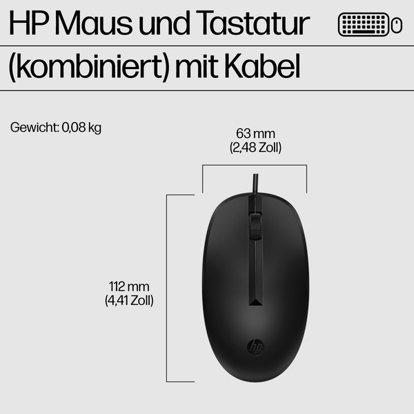 HP Inc. AX2Y7AA#ABD HP Tastatur+Maus 225 Set Kabelgebunden Schwarz-image