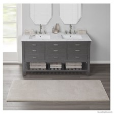 Soft Polyester Bath Runner Rug 20x30 Inch Taupe Non Slip Quick Dry Machine