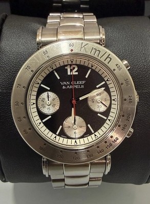 Van Cleef & Arpels Roma Automatic Chronograph Box Papers Full Set Black Dial