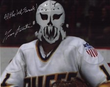 Yvon Barrette signed autographed 8x10 Photo Goalie Denis Lemieux 1977 Slap Shot