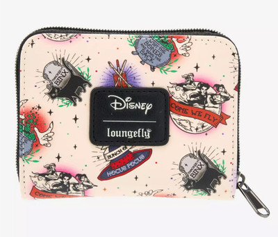 Loungefly Disney Hocus Pocus Tattoo Icons Mini Zipper Wallet NEW