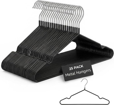 25 Stück Premium Gummibeschichtete Metall Kleiderbügel, Schwerlast, Platzsparender Organizer