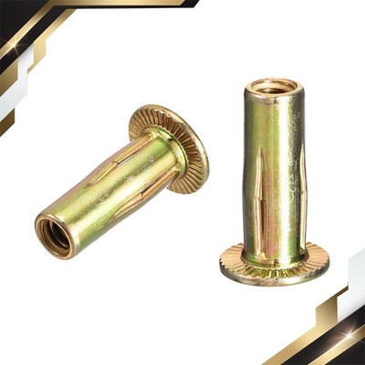 100sets 1/4-20 Multi-Grip Rivet Nuts Pre-Bulbed Shank Insert Nut Gold Zinc