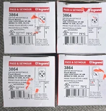 Legrand Pass & Seymour 3864 Dryer Outlet Receptacle 30 Amp 125/250V 3P 4W 4 Pack