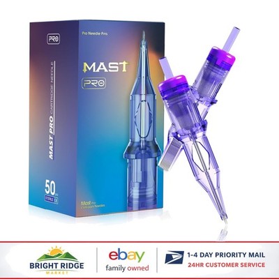 Tattoo Needle Cartridges, 50Pcs with Clear Plastic Body & Membrane Protection