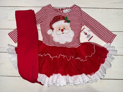 NEW Girls 18 M Emily Rose 2 Pc Santa Christmas Tutu Dress & Leggings