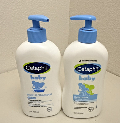 Cetaphil Baby Wash & Shampoo Plus Body Lotion, Healthy Skin Essentials 13.5 Oz