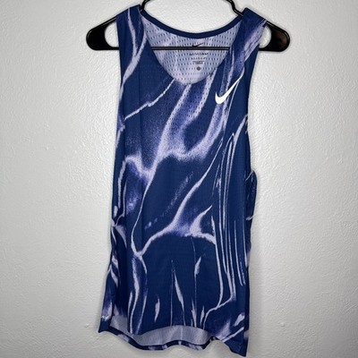 Nike Dri-FIT ADV AeroSwift Running Singlet Tank Blue White HV2643