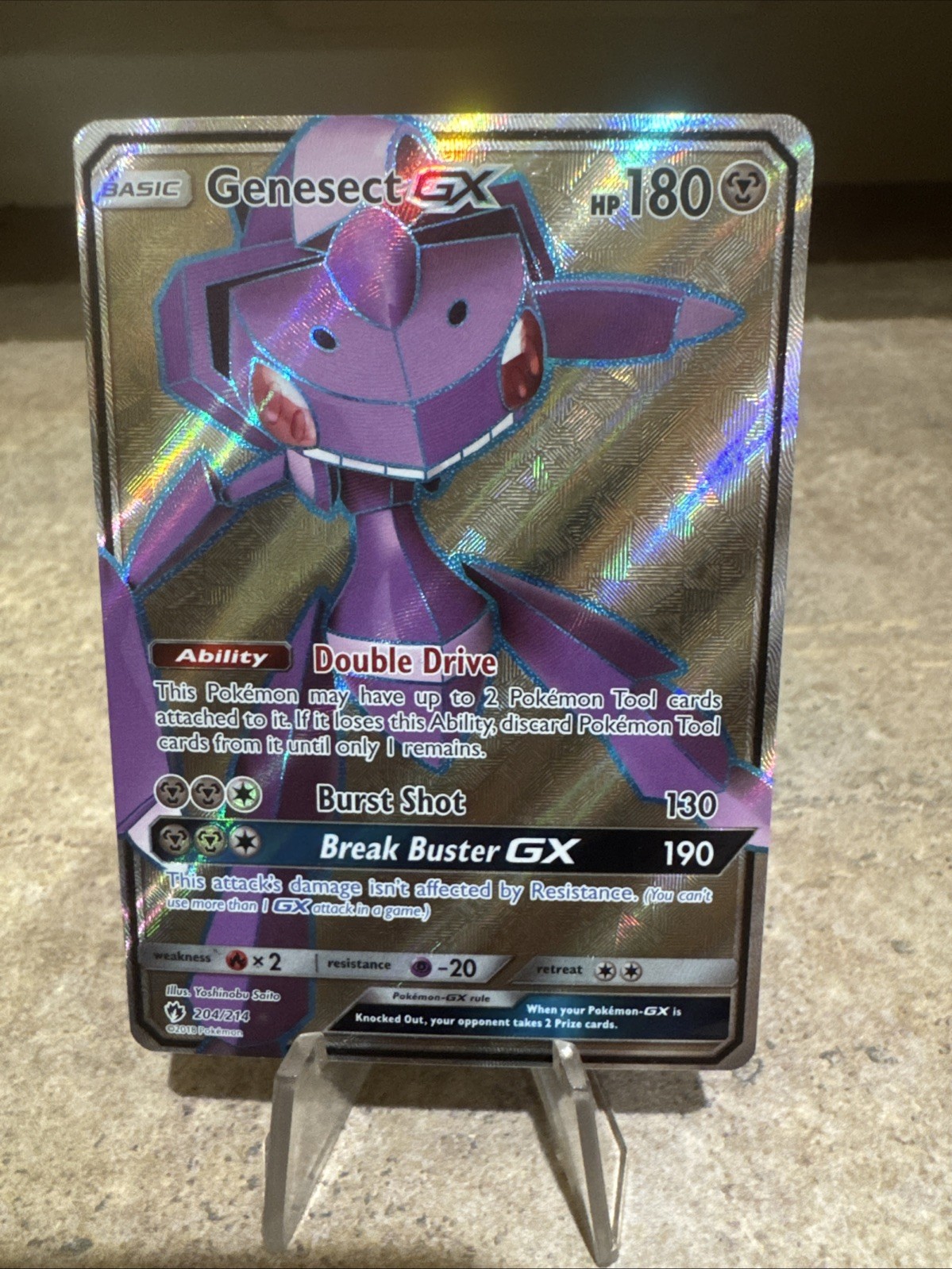 Pokemon Sun & Moon Full Art - Lost Thunder 204/214 Genesect GX NM