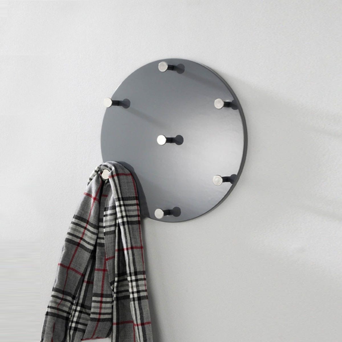 Patère murale ronde Kely 35cm gris en finition mate au design contemporain