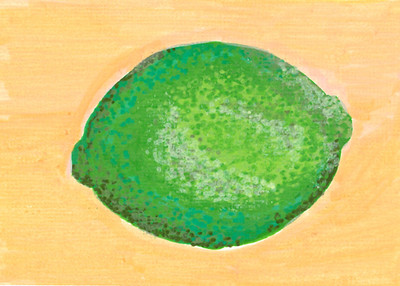 ACEO original Acrylic Summer Series: Lime (peach) by Megan Letchworth