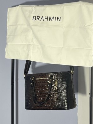 Brahmin Asher Tote Satchel Bag Melbourne Pecan Brown Croc Embossed Women