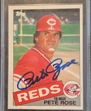 Topps 1985 Pete Rose #600 Autographed Cincinnati Reds Baseball Card