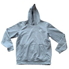 Adidas Sweatshirt Men  s Medium Gray Hoodie Pullover Climawarm Knit Fleece Logo