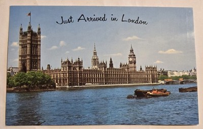 Postcard Chrome Just Arrived in London England Houses of Parliament River Thames