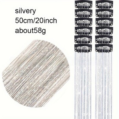 Kunsthaar Extensions 50cm Clip In Box Set mit Gold Silber Metallic Farben