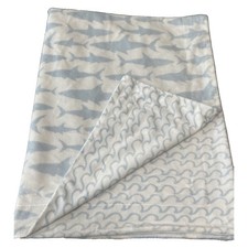 Lila & Jack Baby Blanket Velour White Blue Sharks Waves Security Lovey Ocean