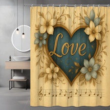 Beautiful Floral Love Shower Curtain for Home Decor