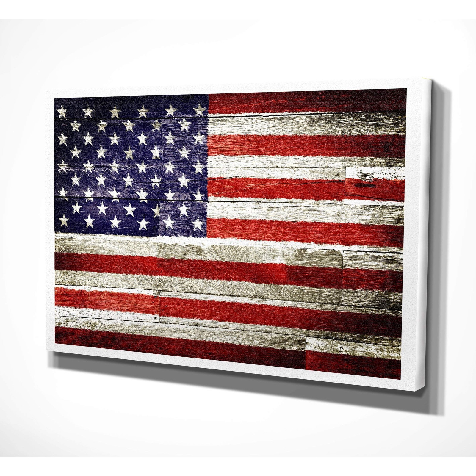American Flag II Gallery Wrapped Canvas Art for Home Office Ready to Hang, 12x18