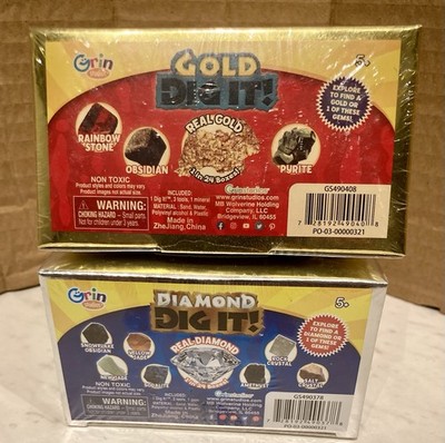 Gold Dig It & Diamond Dig It Gem Collection Educational Science Toy Set *NEW*