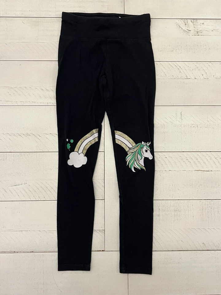Pantalones irlandeses unicornio negros de 2 piezas Justice Girls con camiseta trébol blanco talla 10 Foto 2 de 4
