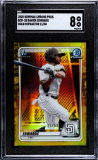 Xavier Edwards 2020 Bowman Chrome Draft 1st Gold Refractor /50 SGC 8 BCP-10