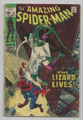 AMAZING SPIDER-MAN #76 MARVEL 1969 LIZARD HUMAN TORCH APP JOHN BUSEMA ...